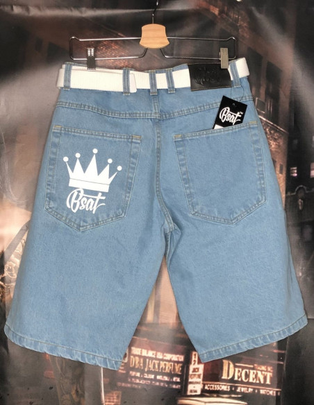 BSAT Baggy Denim Crown Shorts Skyblue