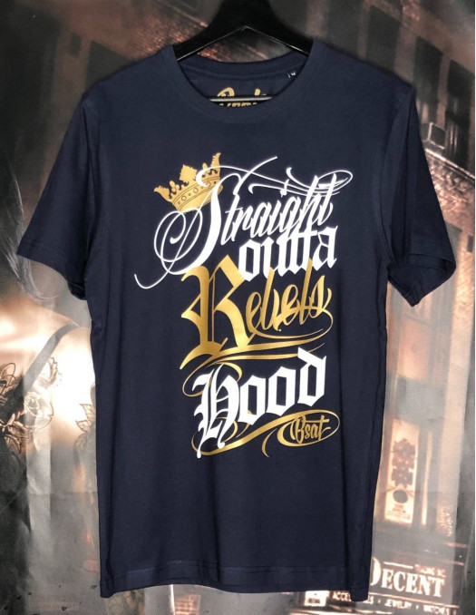 BSAT RebelsHood T-Shirt Navy/Gold/White Organic Cotton