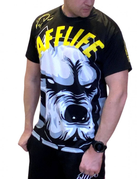 Stafflife No Pain Dog T-Shirt by Pitbos GreyNYellow