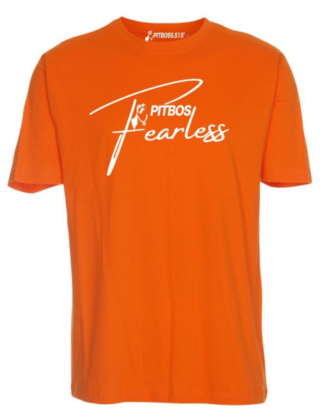 Pitbos Fearless T-Shirt OrangeNWhite