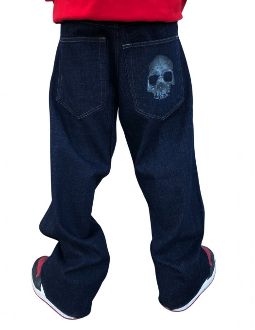 Bad Skull Baggy Jeans Indigo Blue by BSAT