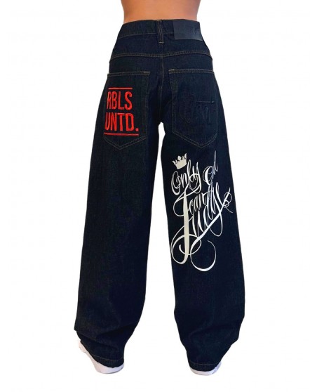RBLS Only God Can Judge Black Baggy Jeans by BSAT