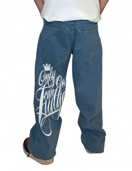 Baggy Only God Can Judge Jeans SkyBlue by BSAT