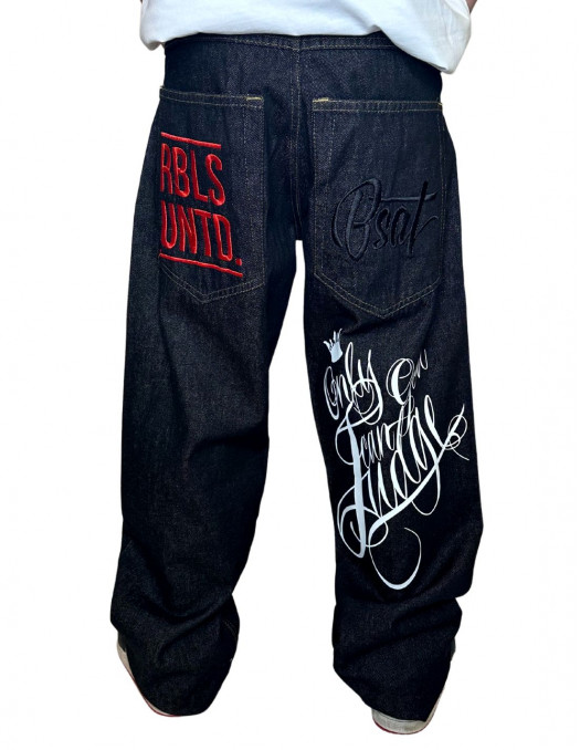 RBLS Only God Can Judge Baggy Jeans Black by BSAT