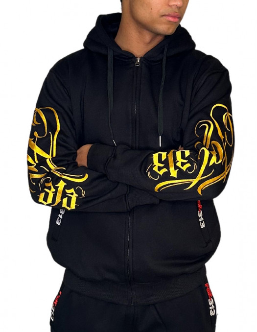 FAT313 Script Logo ZipHoodie Golden Embroidered