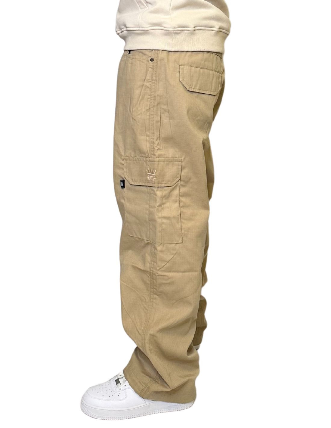 de Fritagelse frokost BSAT Combat Cargo Pants Beige Baggy Fit