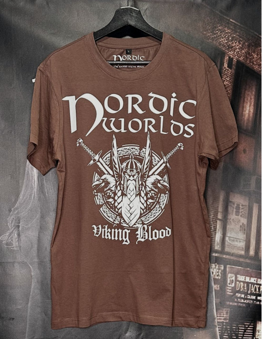 Nordic Worlds Blood T-Shirt Premium Brown Cotton