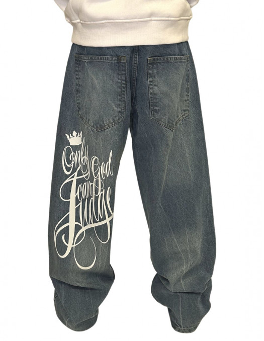 Only God Can Judge Baggy Jeans Light Blue Washed by BSAT