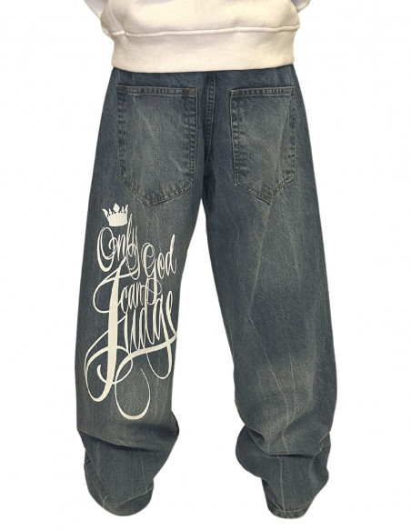 Only God Can Judge Baggy Jeans Light Blue Washed by BSAT