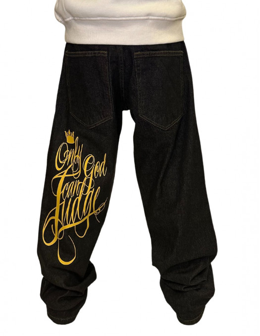 Only God Can Judge Baggy Jeans BlackNYellow by BSAT
