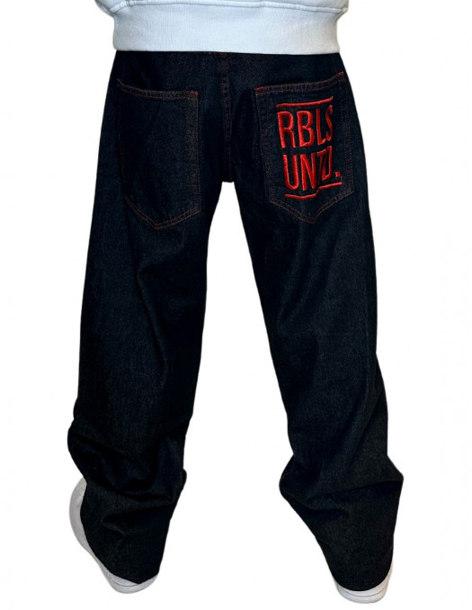 Black RBLS Red Line Baggy Jeans by BSAT