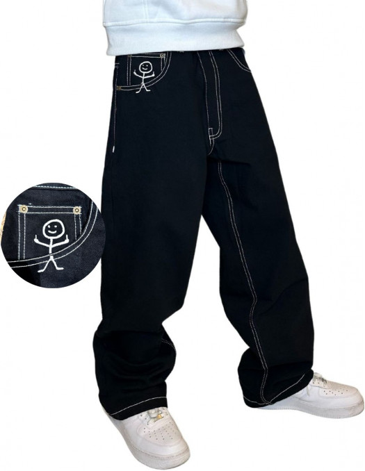 BSAT Stickman The Fingers Jeans Black Baggy