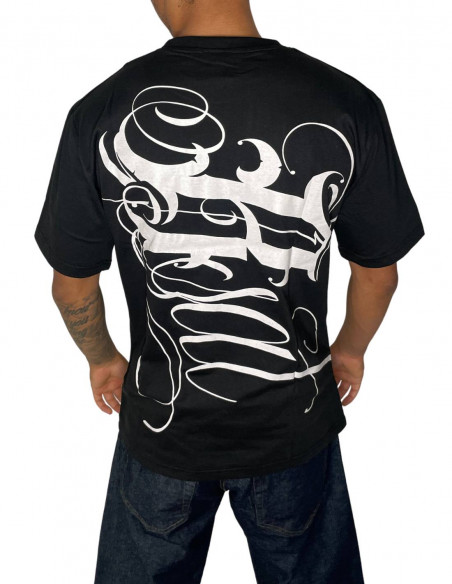 BSAT Art Script T-Shirt BlackNWhite Baggy