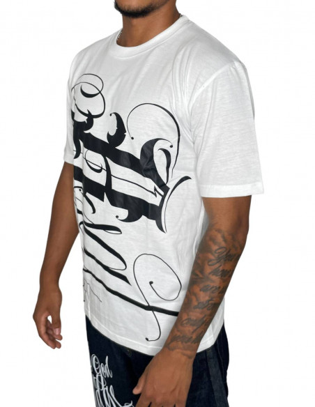 BSAT Art Script T-Shirt WhiteNBlack Baggy