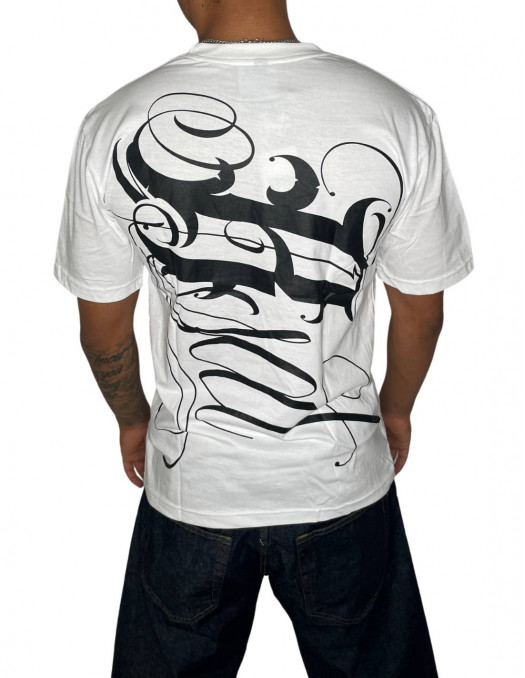BSAT Art Script T-Shirt WhiteNBlack Baggy