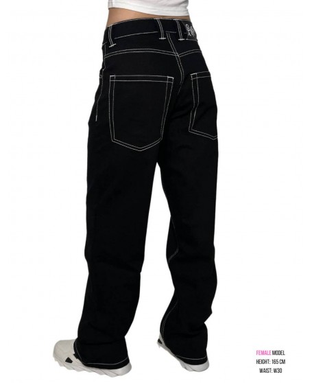 Jeans Baggy Stickman Vol.2 The F*ck Black Edition – Streetwear Uomo In Puro Cotone, Vestibilità Comoda E Audace
