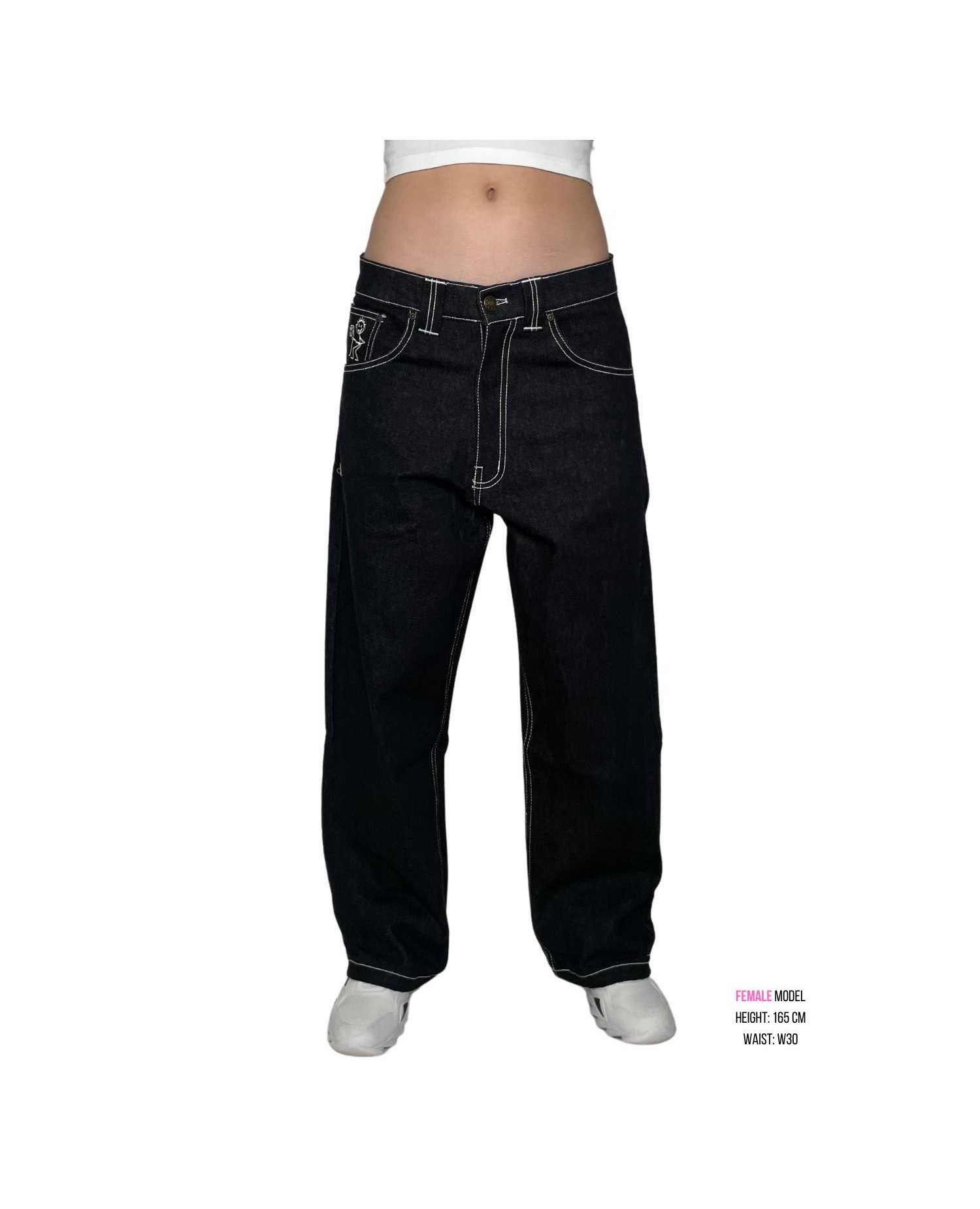 Jeans Baggy Stickman Vol.2 The F*ck Black Edition – Streetwear Uomo In Puro Cotone, Vestibilità Comoda E Audace