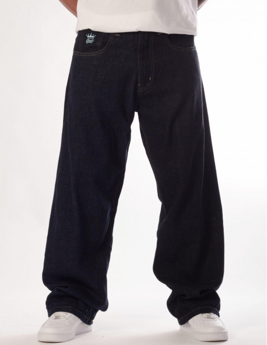 Indigo Blue Skull Baggy Jeans by BSAT