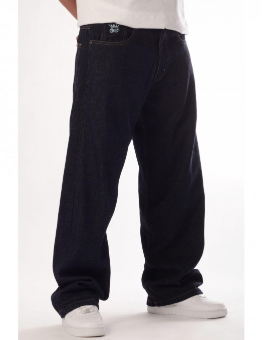 Indigo Blue Skull Baggy Jeans by BSAT