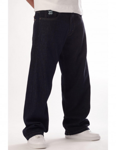 Indigo Blue Skull Baggy Jeans by BSAT