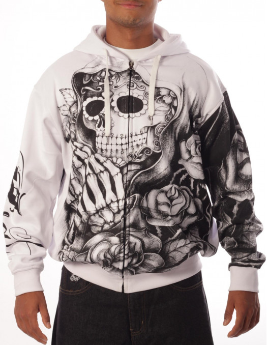 BSAT Praying Skull ZipHoodie WhiteNBlack