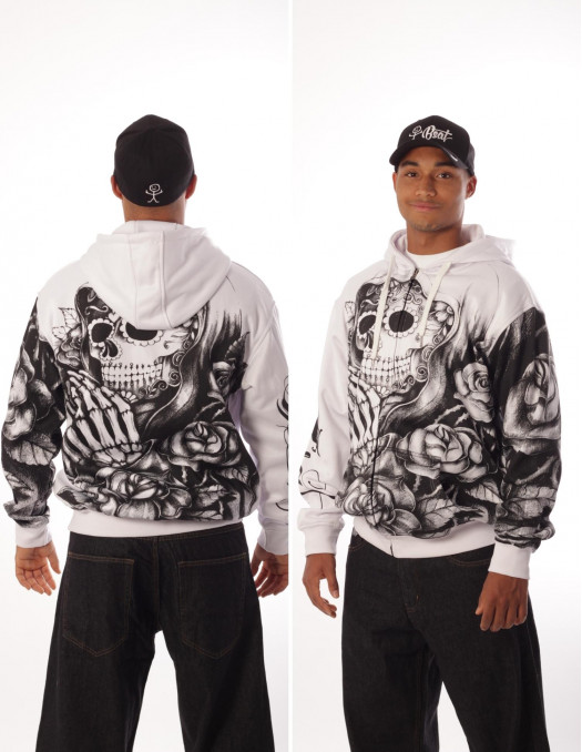 BSAT Praying Skull ZipHoodie WhiteNBlack