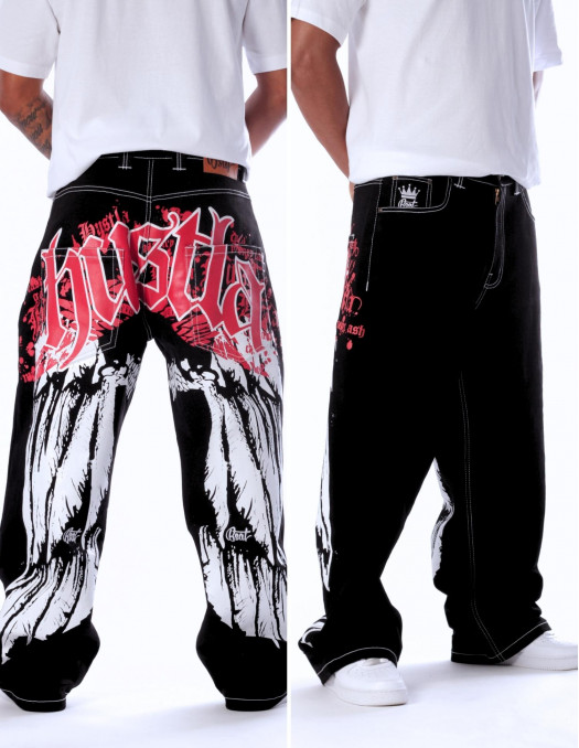 BSAT HUSTLA Baggy Jeans RedNWhite...