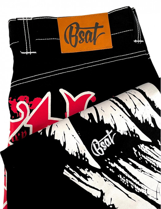 BSAT HUSTLA Baggy Jeans RedNWhite...