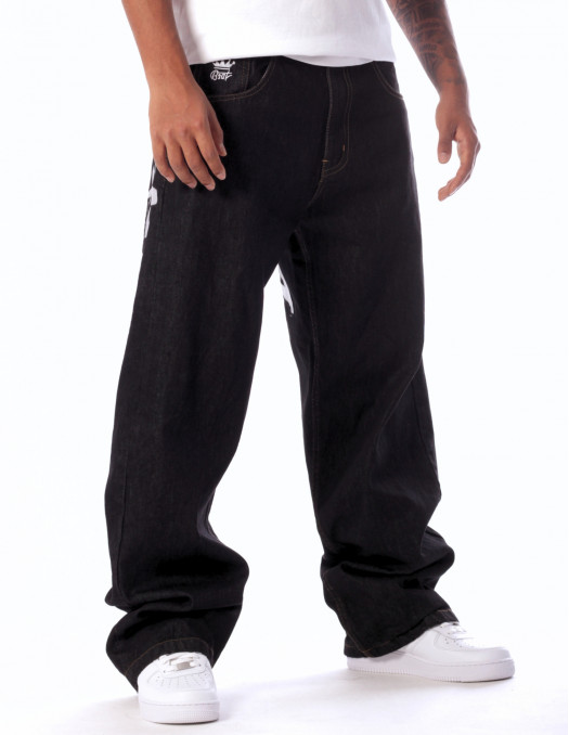 Baggy Hip Hop Jeans Embroidered Black...
