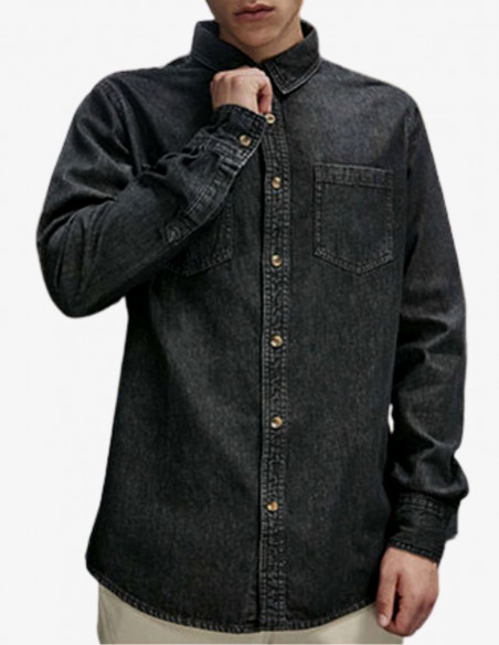 RAP GOD Denim Shirt Washed BlackNWhite by BSAT