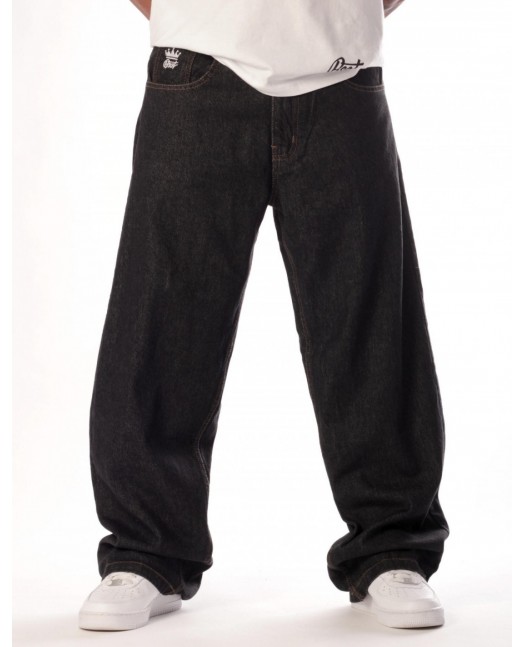 Skull Baggy Jeans Raw Black by BSAT
