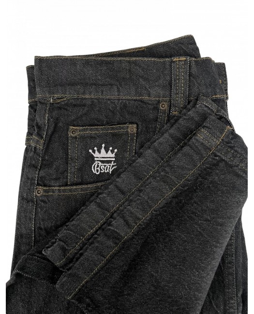 Skull Baggy Jeans Raw Black by BSAT
