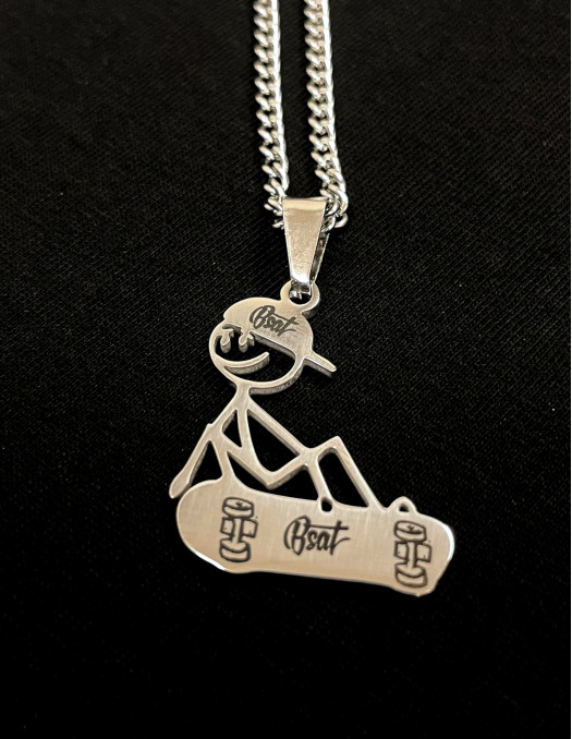 BSAT Stickman The Skater Necklace With Pendant Stainless Steel