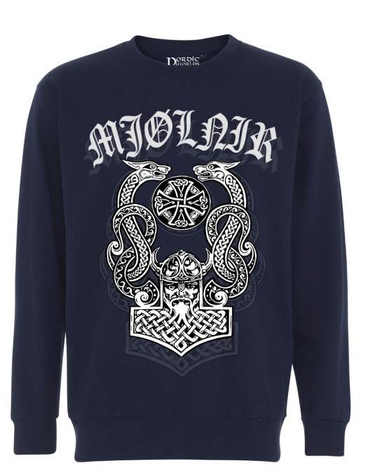 Mjølnir Crewneck Sweatshirt Navy Blue by Nordic Worlds X Dimon Taturin