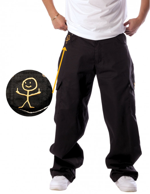 BSAT Stickman Cargo Pants Black Gold...