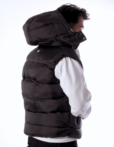 BSAT Puffer Vest Embroidery Black Removable Hood