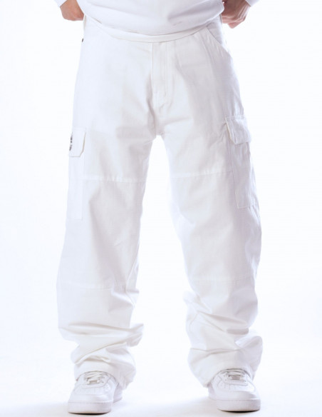 RAP GOD CPH X Baggy Cargo Pants White by BSAT