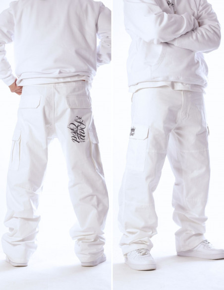 RAP GOD CPH X Baggy Cargo Pants White by BSAT