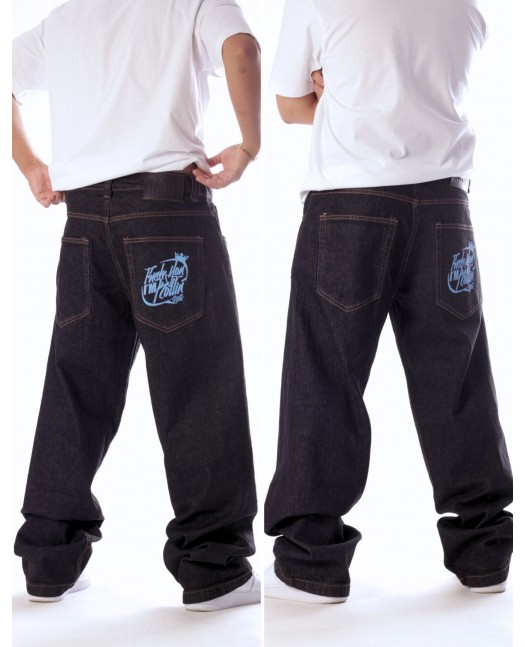 BSAT F.U.I'm Rollin Baggy Jeans Black