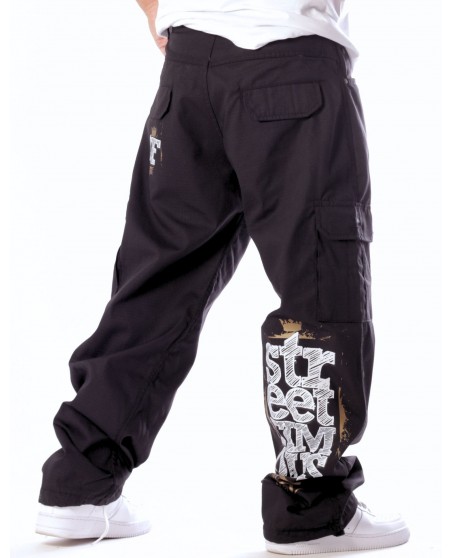 Street Famous Baggy Cargo Pants Black by BSAT