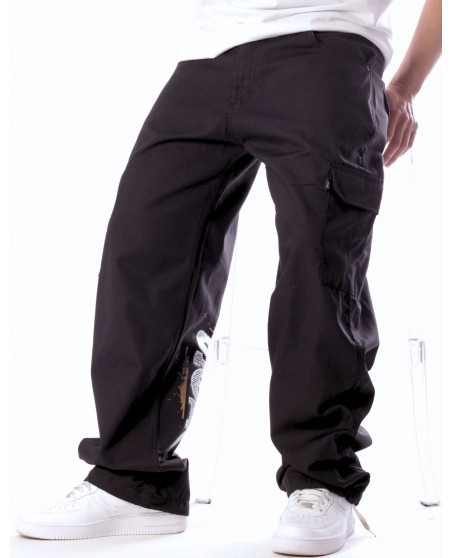 Street Famous Baggy Cargo Pants Black by BSAT