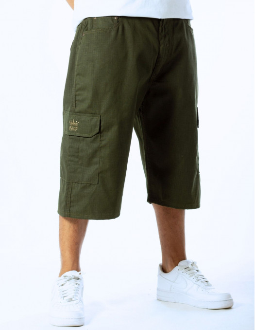 BSAT Baggy Fit Cargo Shorts Dark Olive