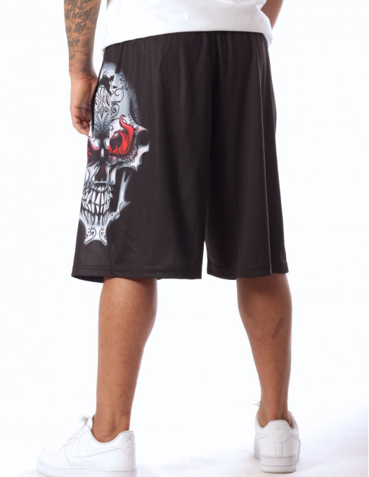 On Fire Skull Mesh Shorts by BSAT