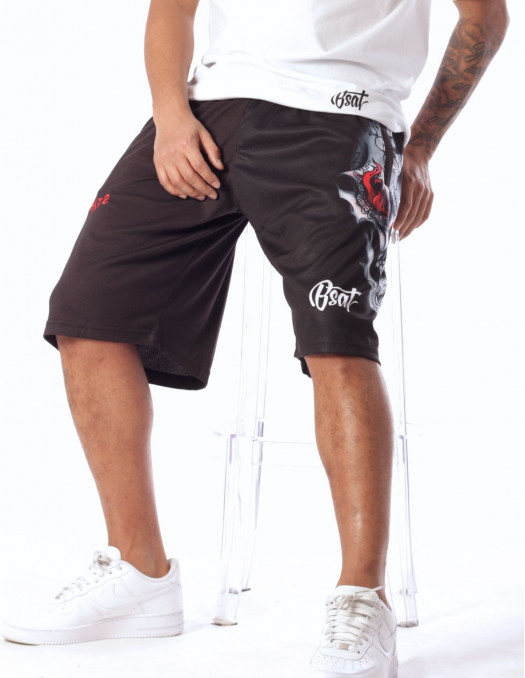 On Fire Skull Mesh Shorts by BSAT