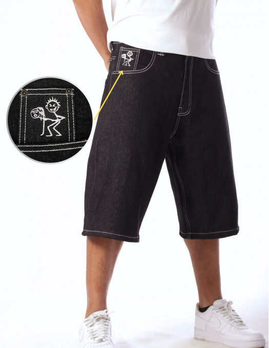 BSAT Stickman Jorts The F**K Raw Black Denim Shorts *Limited Edition*