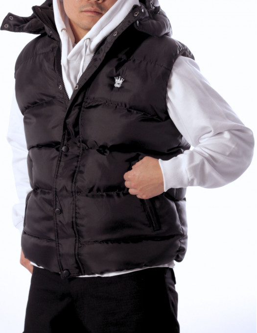 BSAT Puffer Vest Embroidery Black Removable Hood