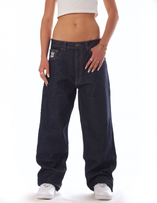 Indigo Blue Skull Baggy Jeans by BSAT