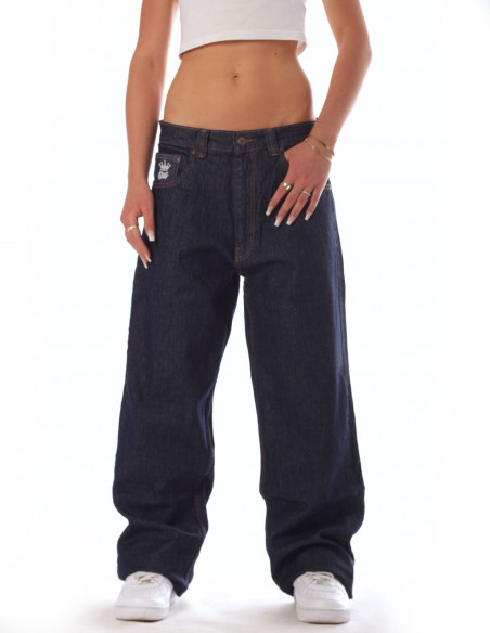 Indigo Blue Skull Baggy Jeans by BSAT