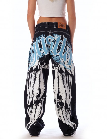 BSAT HUSTLA Baggy Jeans BlueNWhite *Legacy Edition*