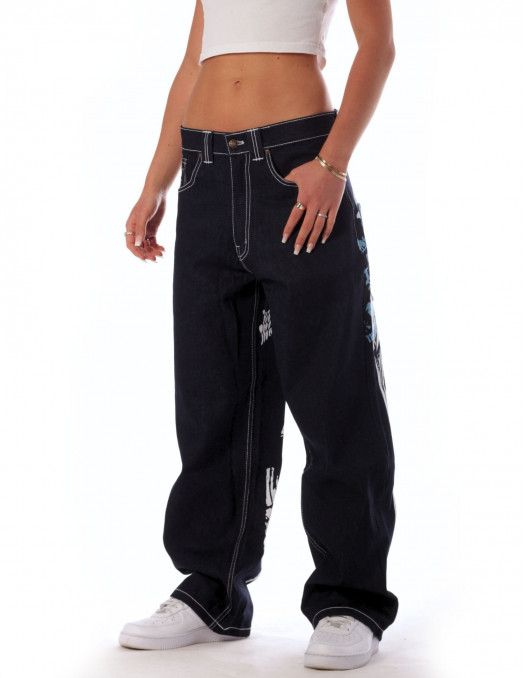BSAT HUSTLA Baggy Jeans BlueNWhite...
